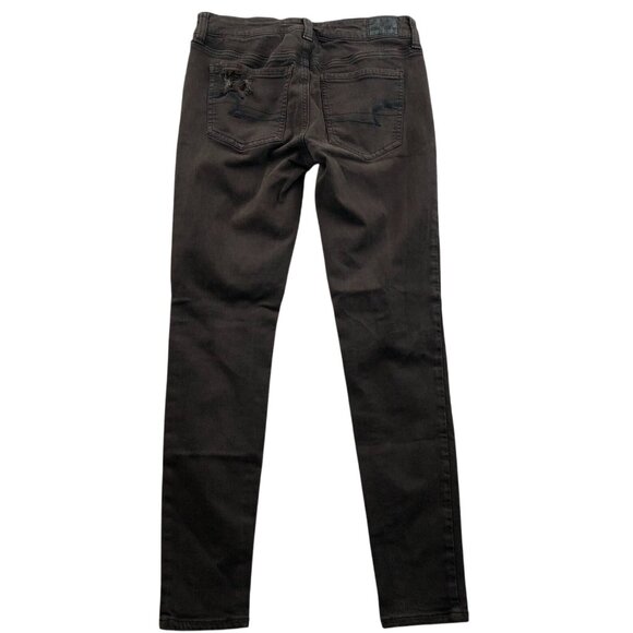 American Eagle Womens Jeans Size 4 Distressed Skinny Jeggings Brown Classic - Picture 2 of 16